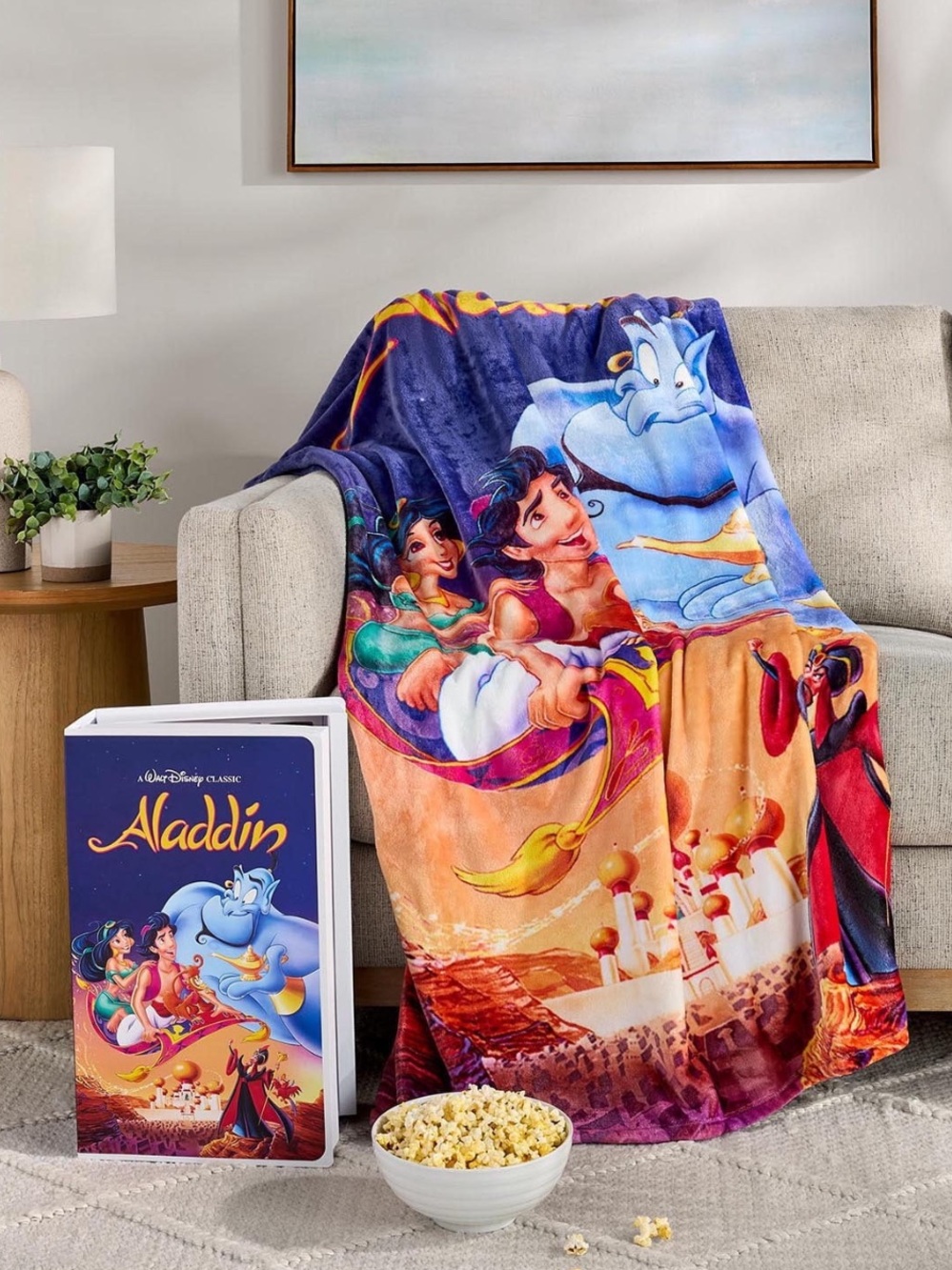 Disney Classic Aladdin VHS Boxed Silk Touch Throw, 50"x 70", Collectible